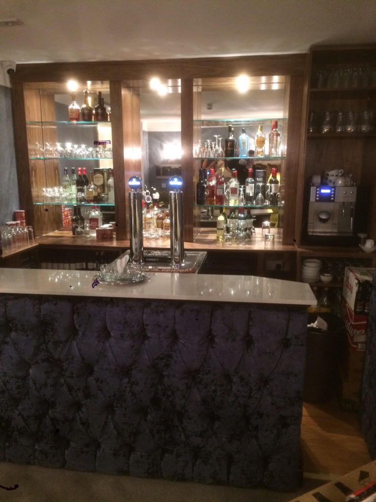 Interior design options. Custom made mahogany bar supplied and fitted, excluding fabrics.